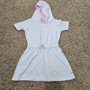 RuffleButts White Hooded Swimsuit Cover Up Girls Size 6